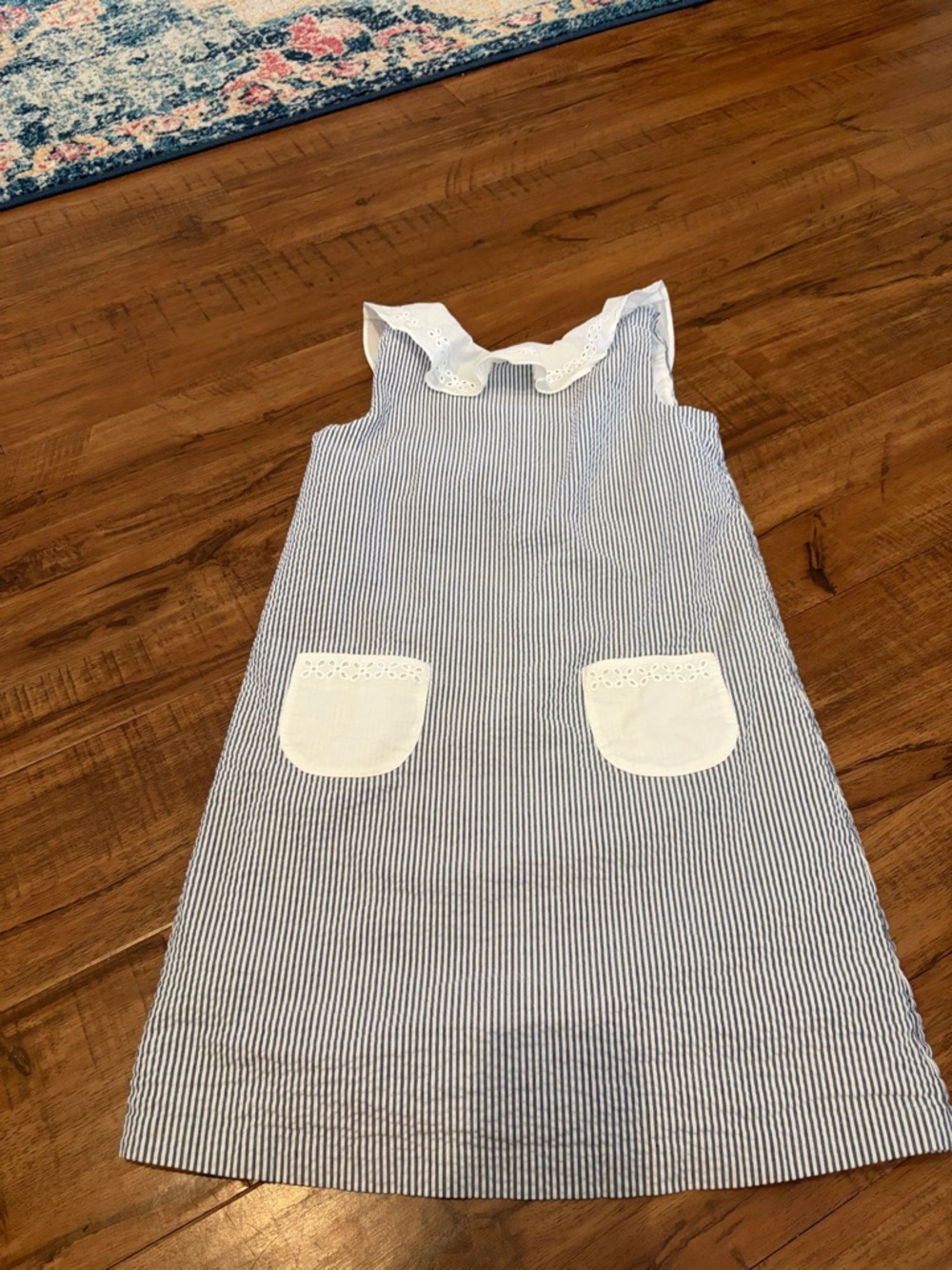 Janie and Jack Blue and White Striped Sleeveless Dress
